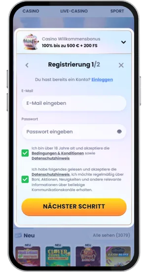 Registrierung und erste Einzahlung im Online-Casino
